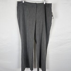 Fashion Bug Pants Women's 20W Gray Purple Pinstripe Flat Front Straight Leg